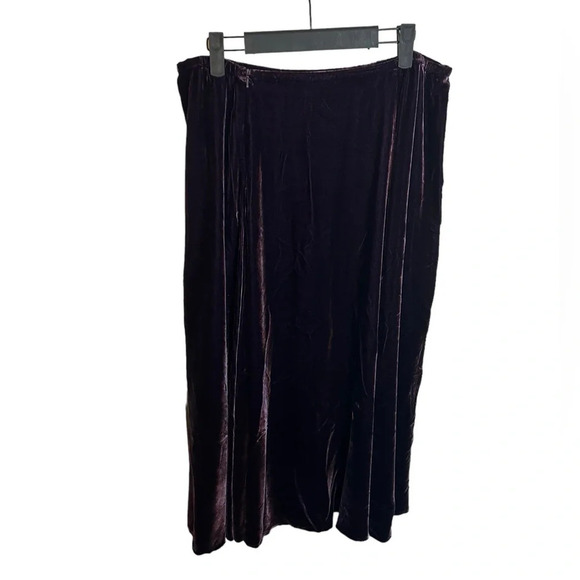 Eileen Fisher Purple Velour Flowy Midi Skirt - Picture 2 of 4